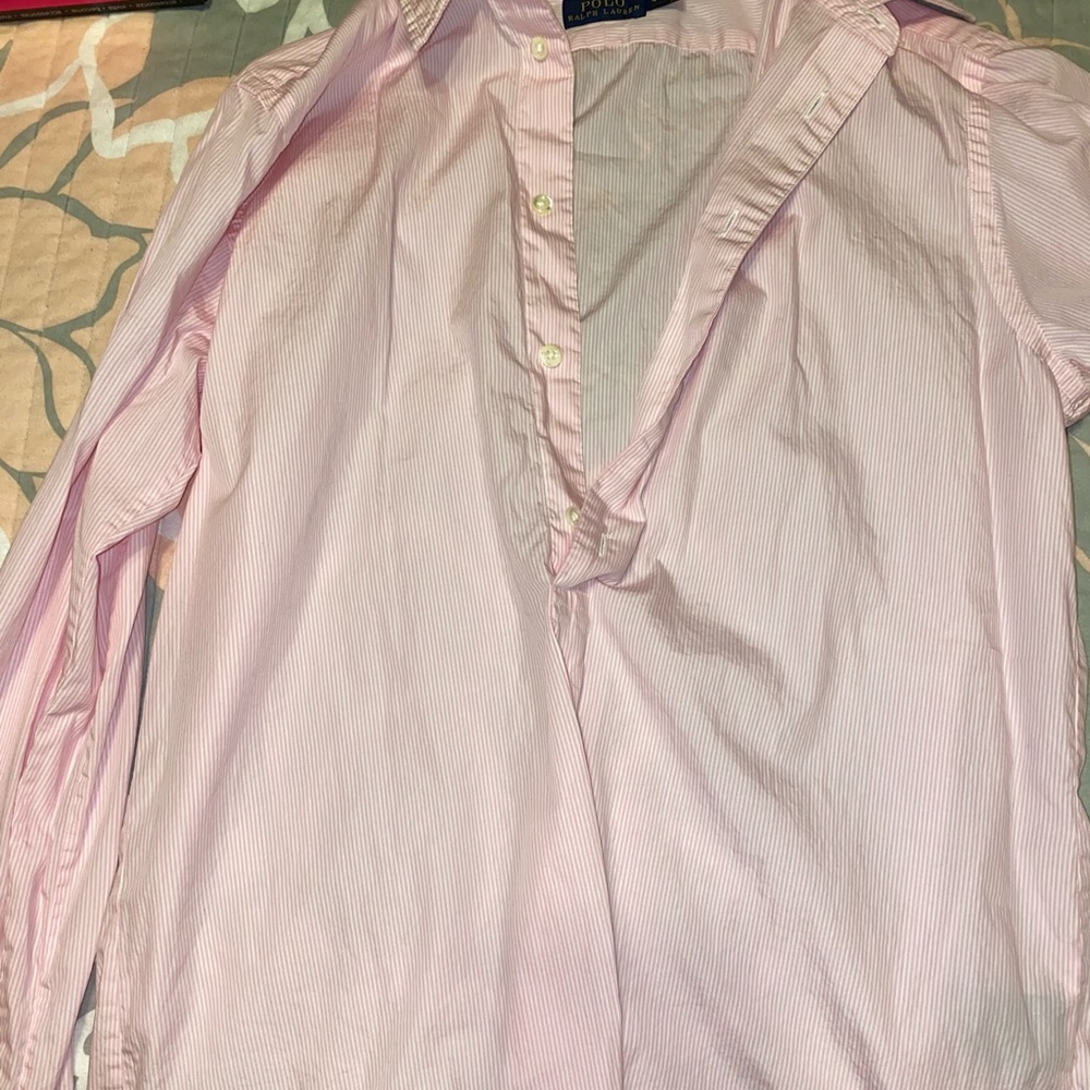 Ralph lauren pink seersucker women’s button down